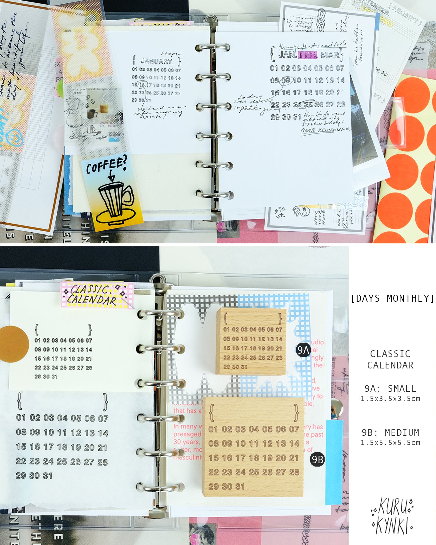 kurukynki mini rubber stamp - Classic Calendar - Nano