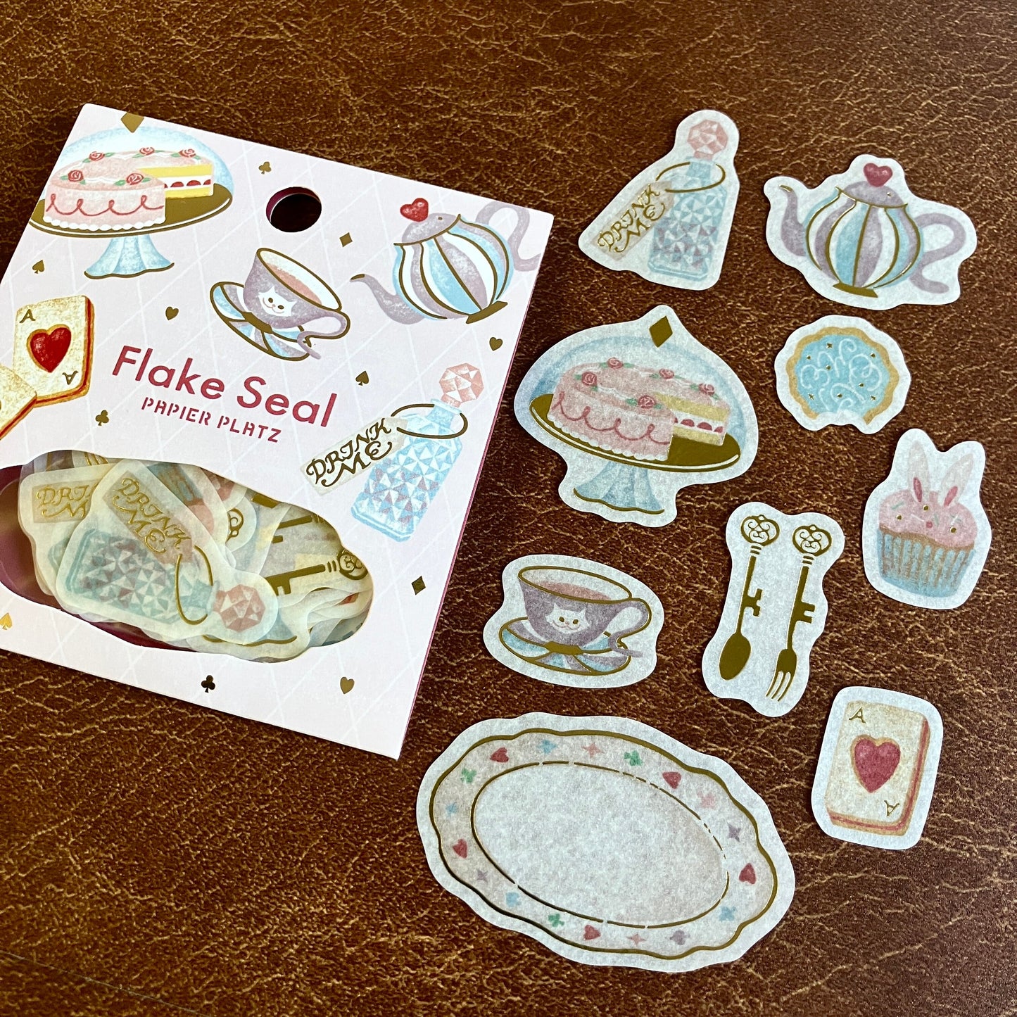 Papier Platz x A La Cardo Gold Foil Sticker Packet - Alice's Tea Party
