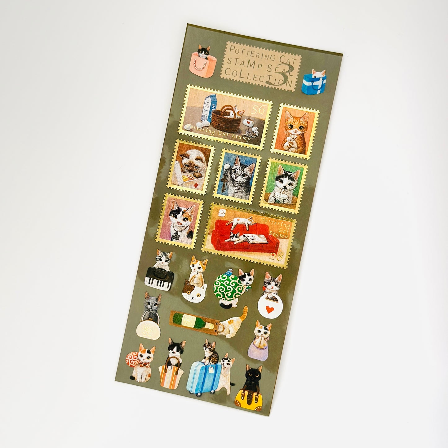 Pottering Cat Gold Foil Stamp-Style Sticker - No.3