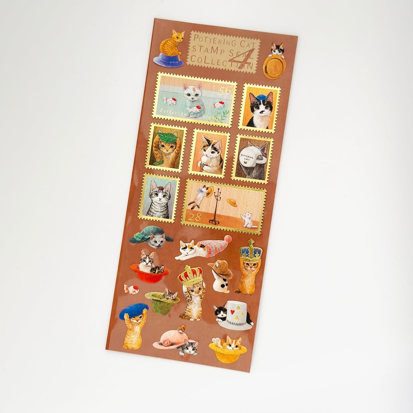Pottering Cat Gold Foil Stamp-Style Sticker - No.4
