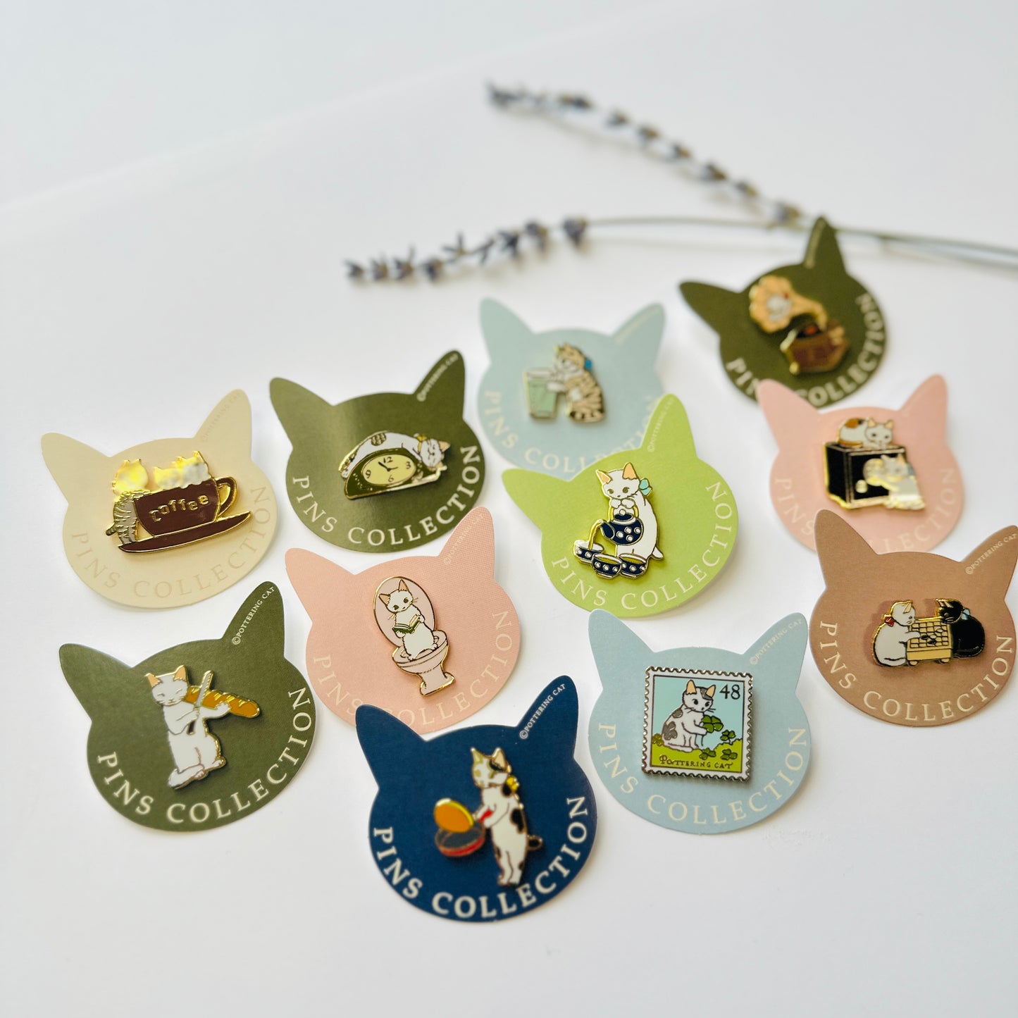 Pottering Cat Enamel Pin - Making Tea