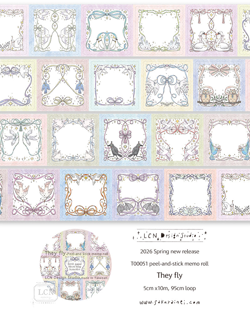 LCN Design Studio They Fly Peel-and-stick Memo Roll