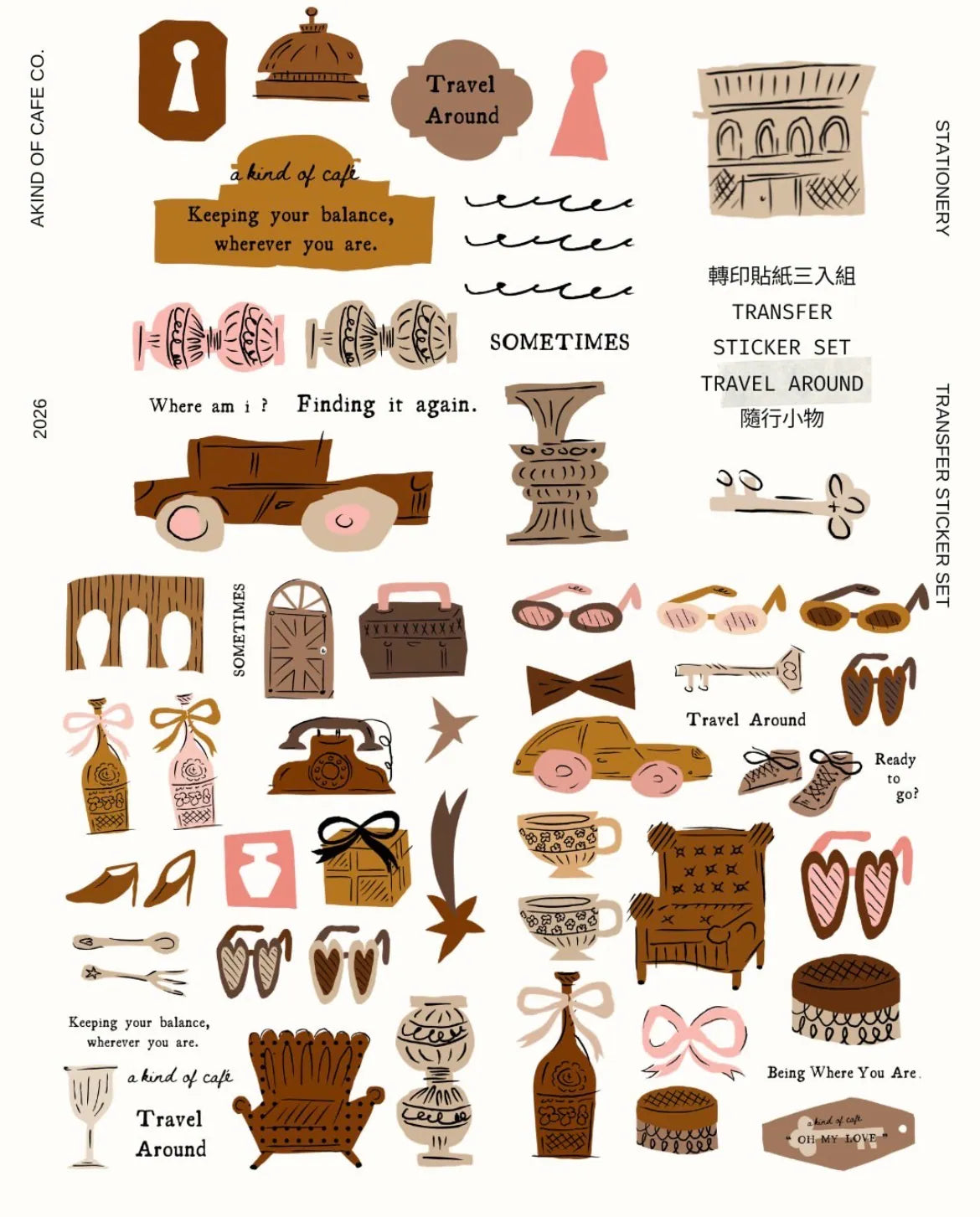 a kind of café Print-On Sticker Set - Travel Around