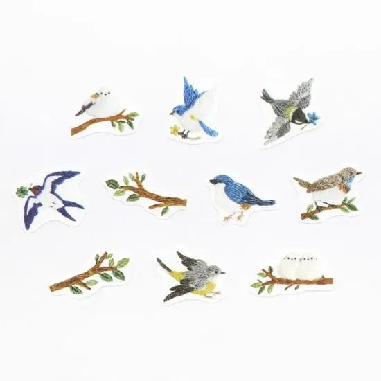 Bande Washi Tape Sticker Roll - Embroidery Forest Birds