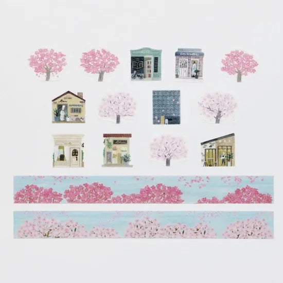 Bande Washi Tape Sticker Roll Set - Cherry Blossom Walkway
