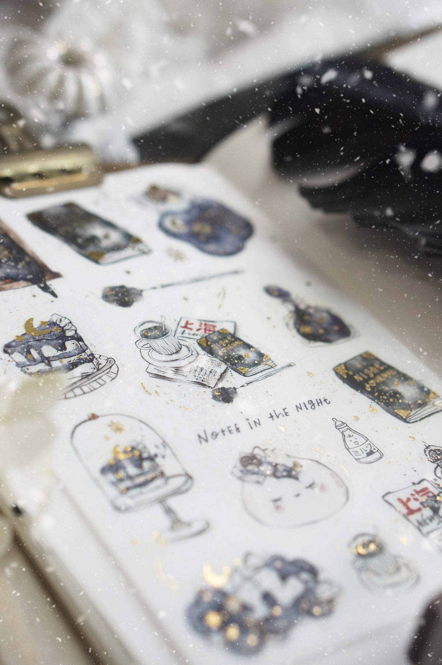 Black Milk Project "Notes in the Night" Gold Foil Washi Sticker Sheet
