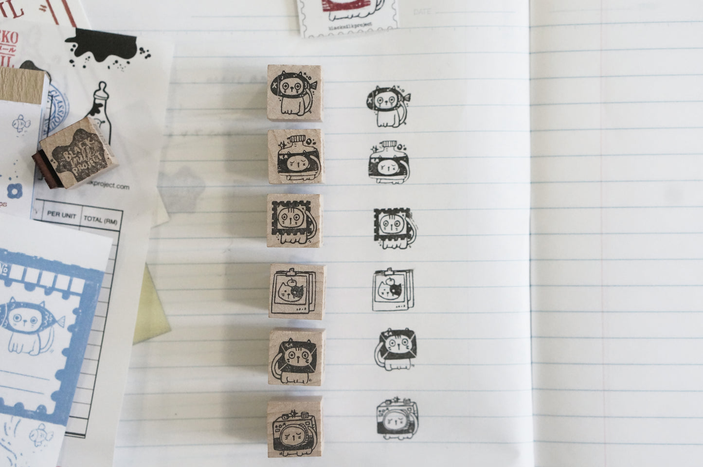 Black Milk Project "Neko Mail" Collection Mini Rubber Stamp, 6 design