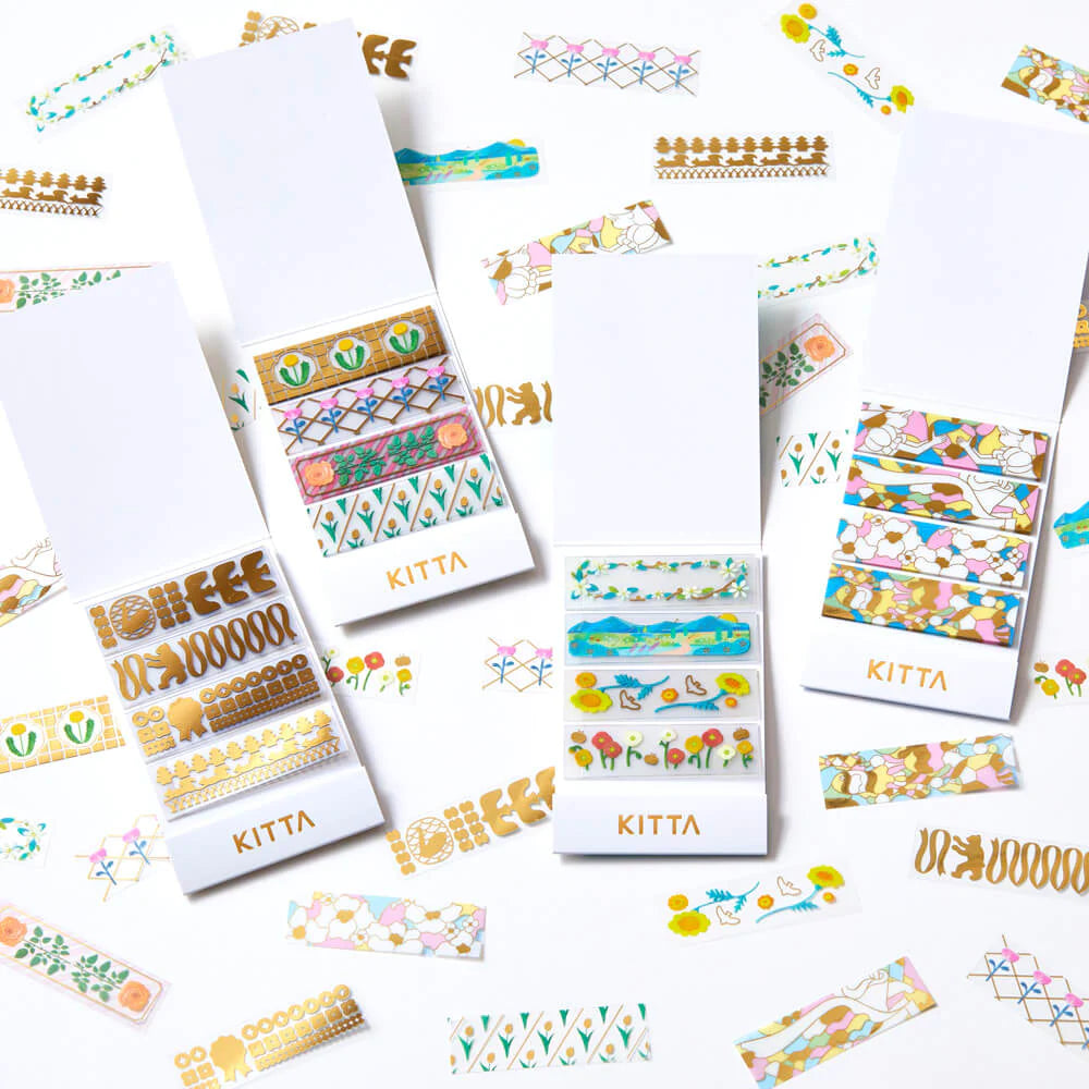 KITTA Clear Portable Washi Tape, Stained Glass - Gold Foil