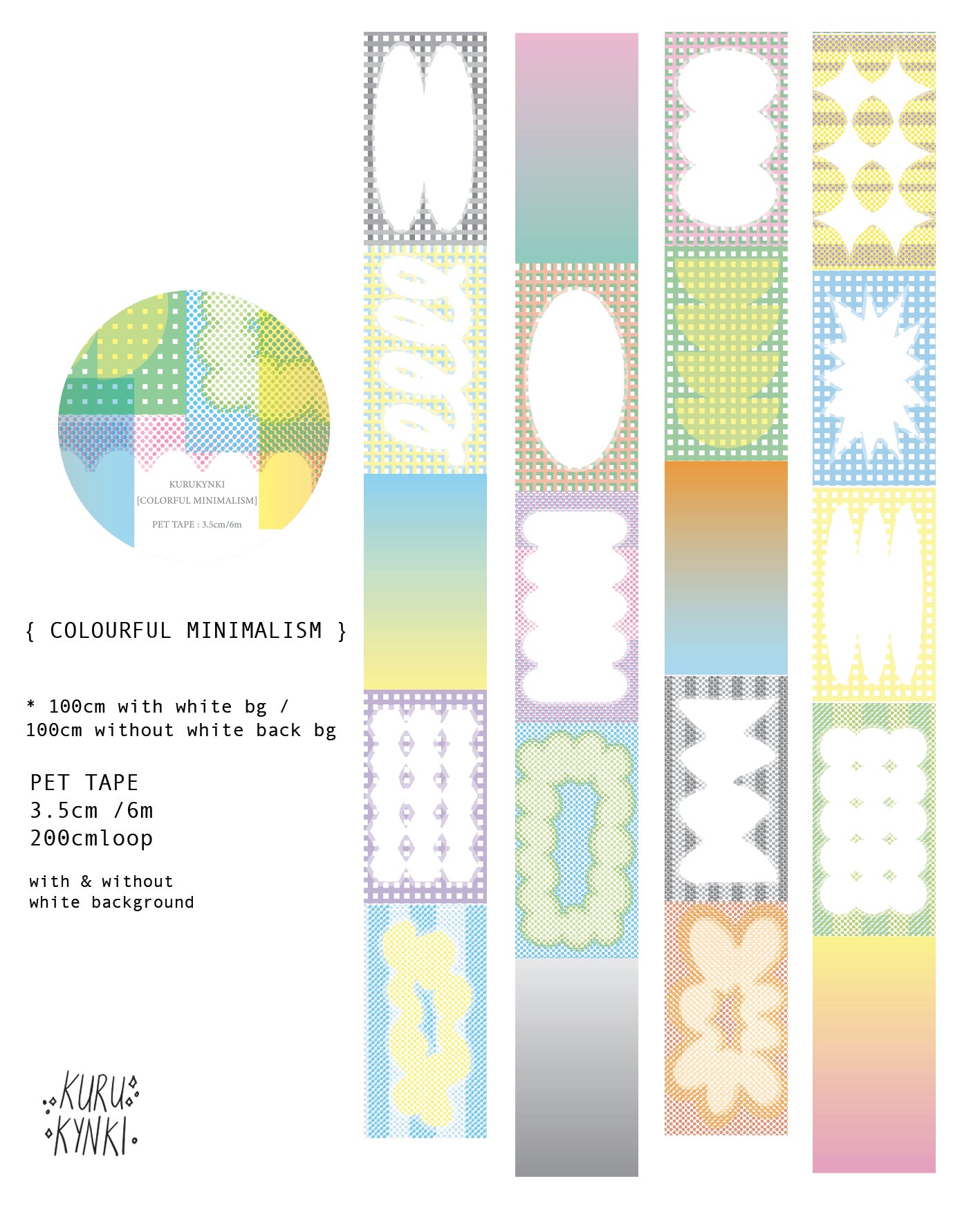 kurukynki PET Tape - Colorful Minimalist