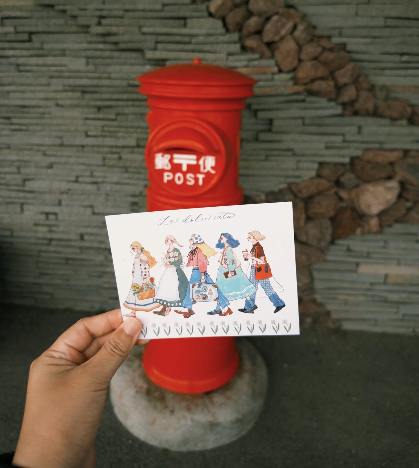 La Dolce Vita Post Card - Let's Walk Forward Happily, Together