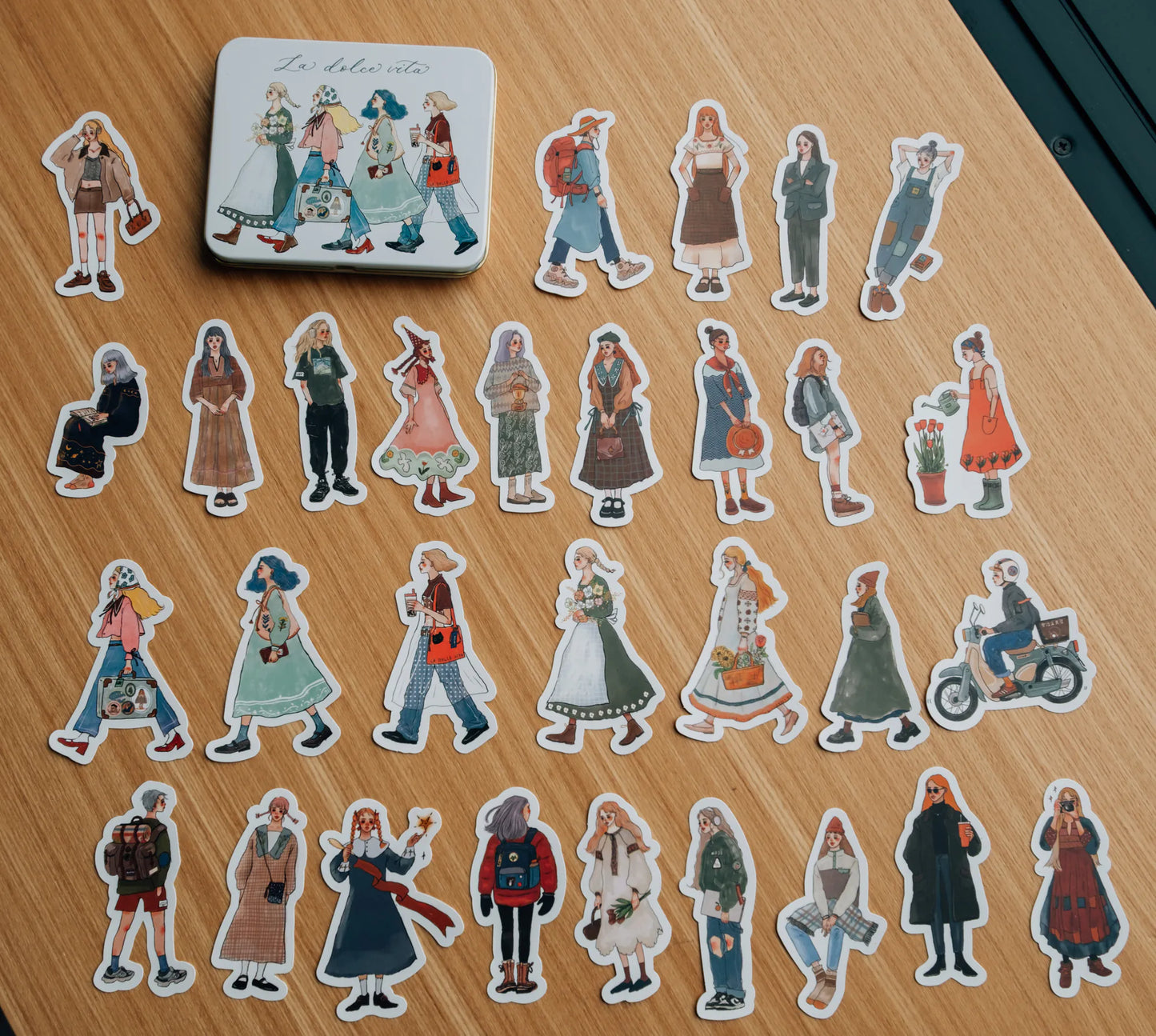 La Dolce Vita Tin Girls Stickers- Let's Walk Forward Happily, Together