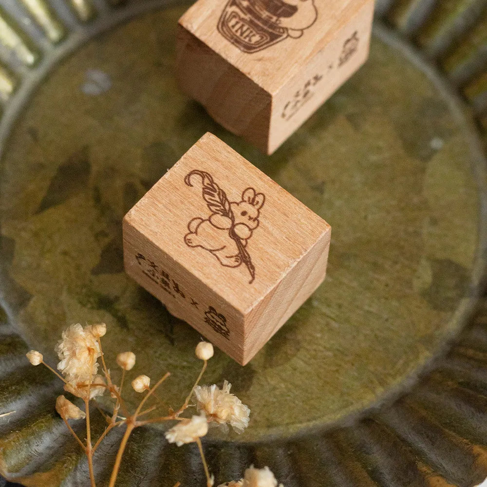 Loidesign x Pei Pei Collab Rubber Stamp - Bunny Holding A Quill Pen
