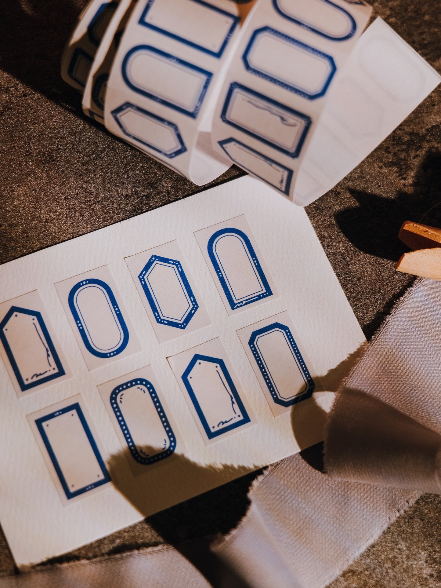 Meow Illustration Label Sticker - Blue Tears