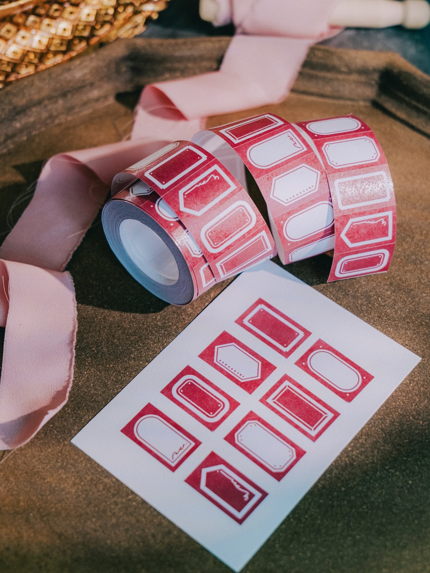 Meow Illustration Label Sticker - Garnet