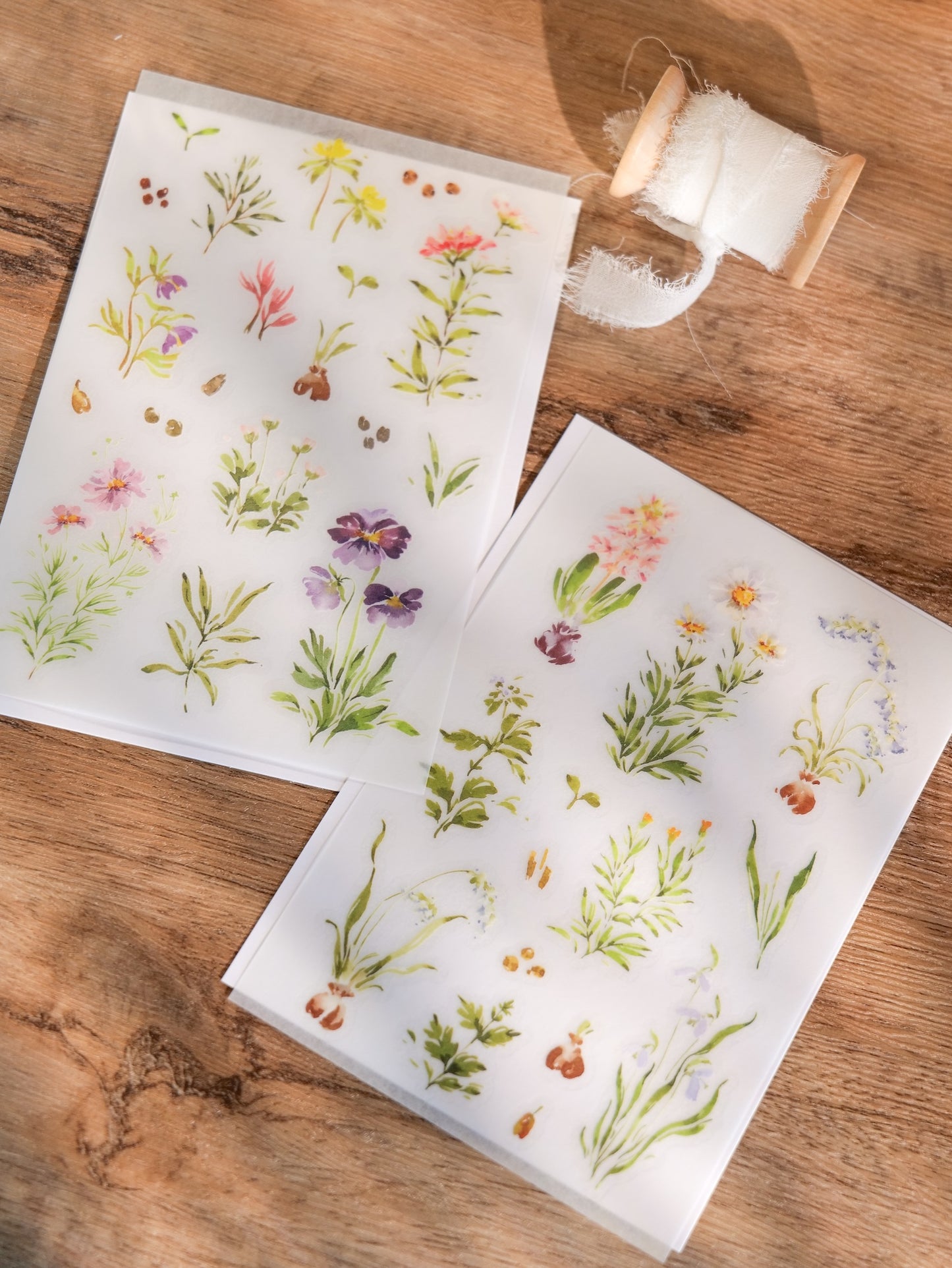 Meow Illustration Print-On Stickers - No.4 A Year Of Blossom