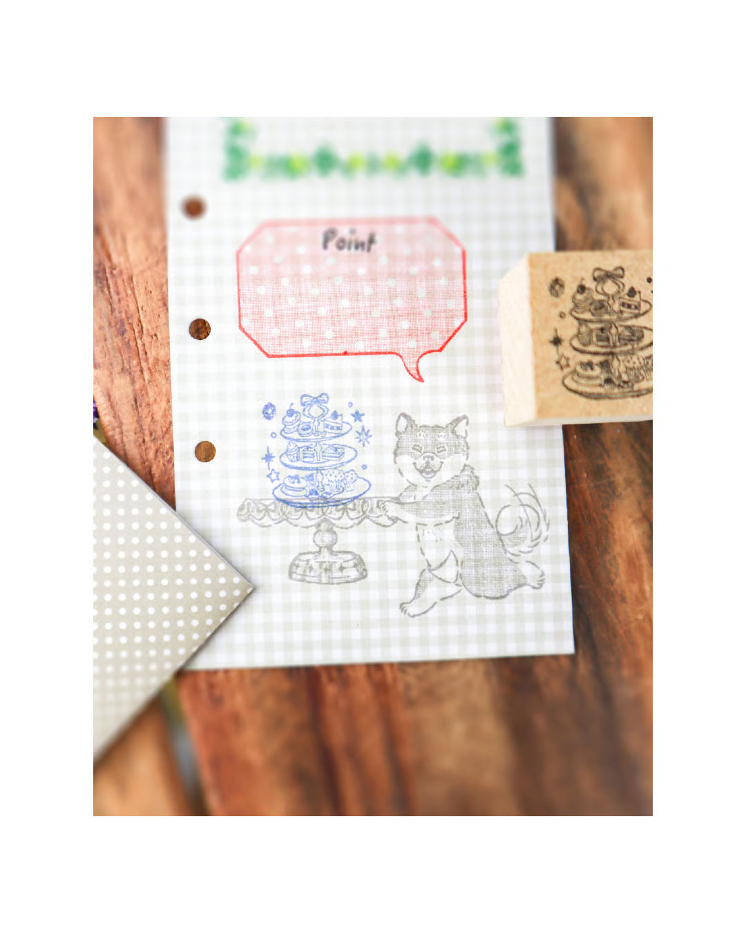 meriBun Rubber Stamp - Little Bear and Afternoon Tea Stand