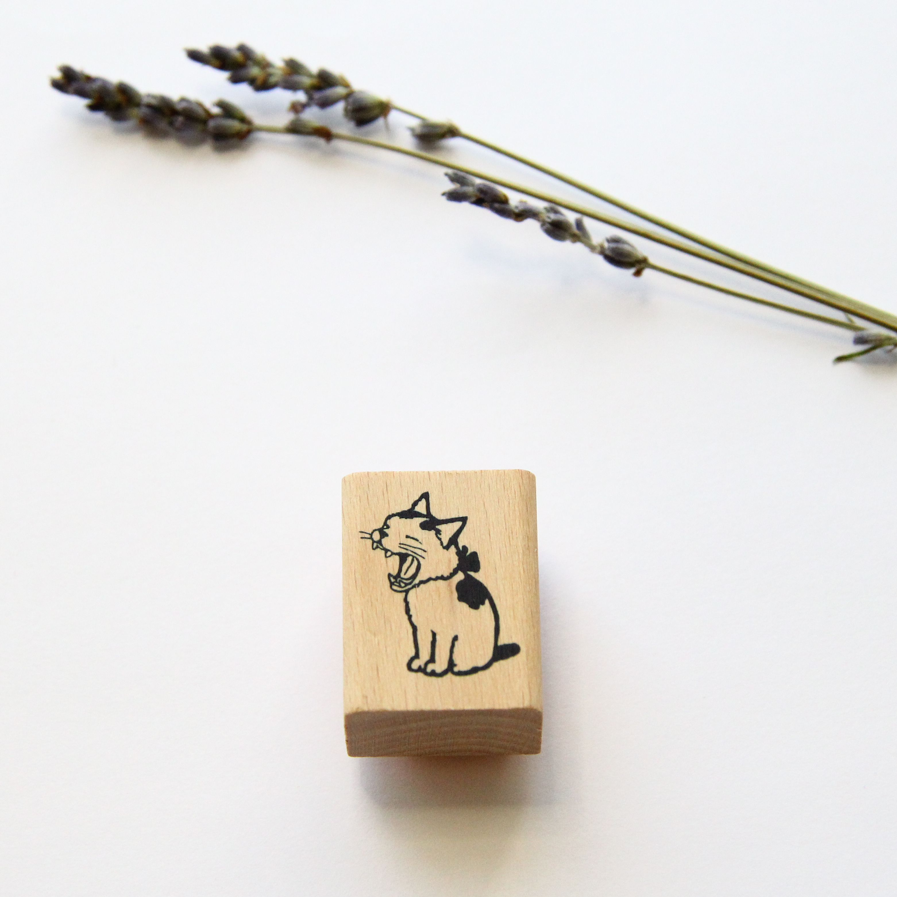 Prowling Cat Stamp, Kitty Wood Stamp Gift, Rubber Ink Stamp