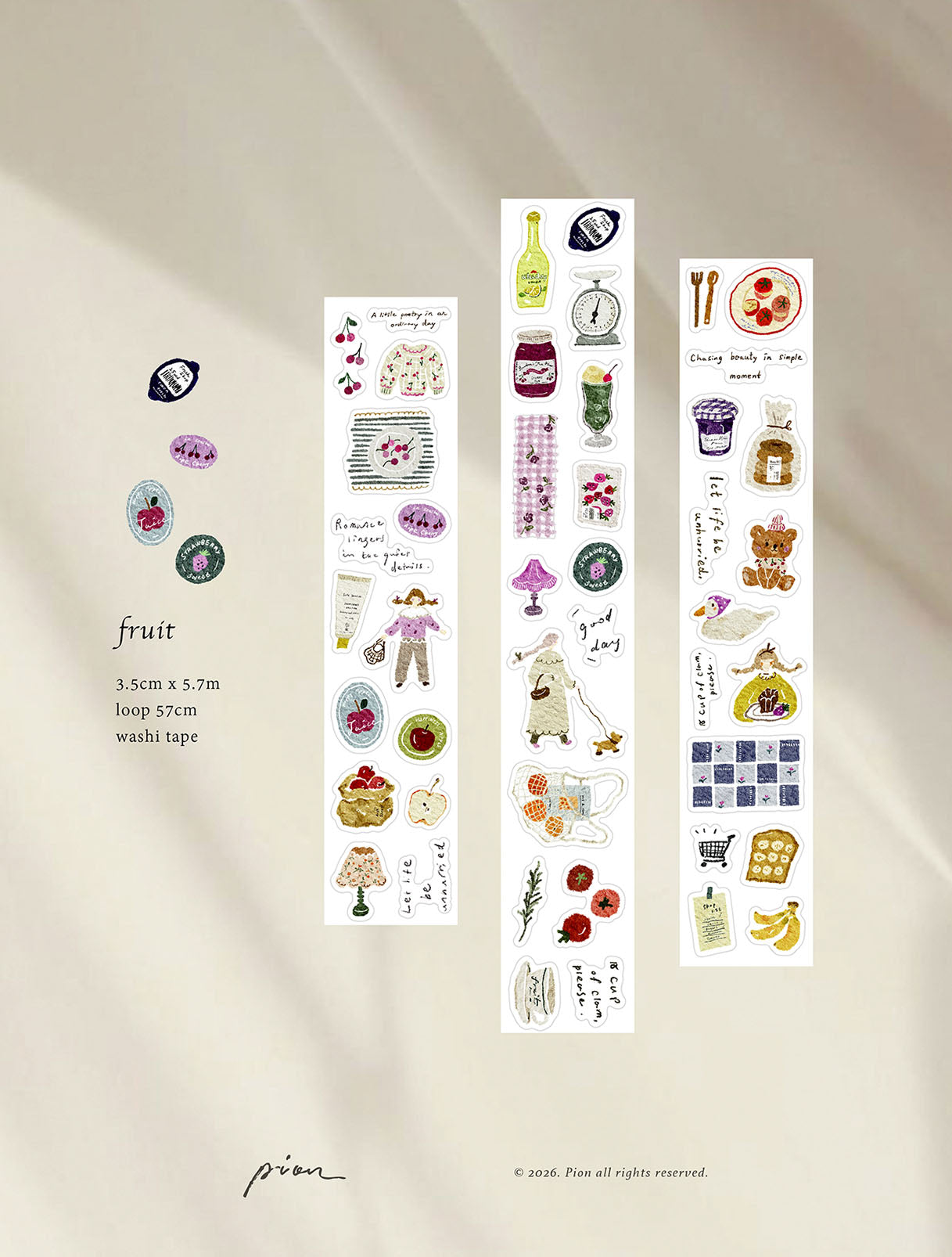Pion "Fruit" Kiss-Cut Washi Tape
