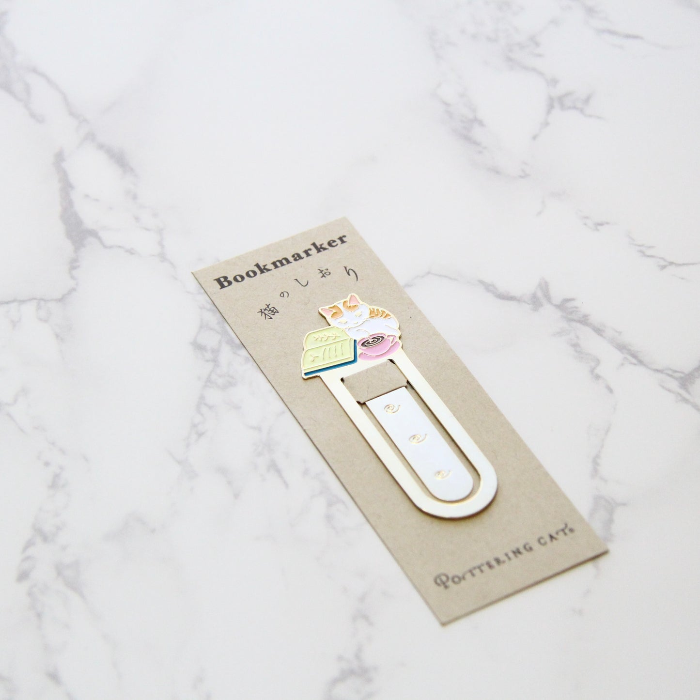 Pottering Cat Bookmark - Coffee