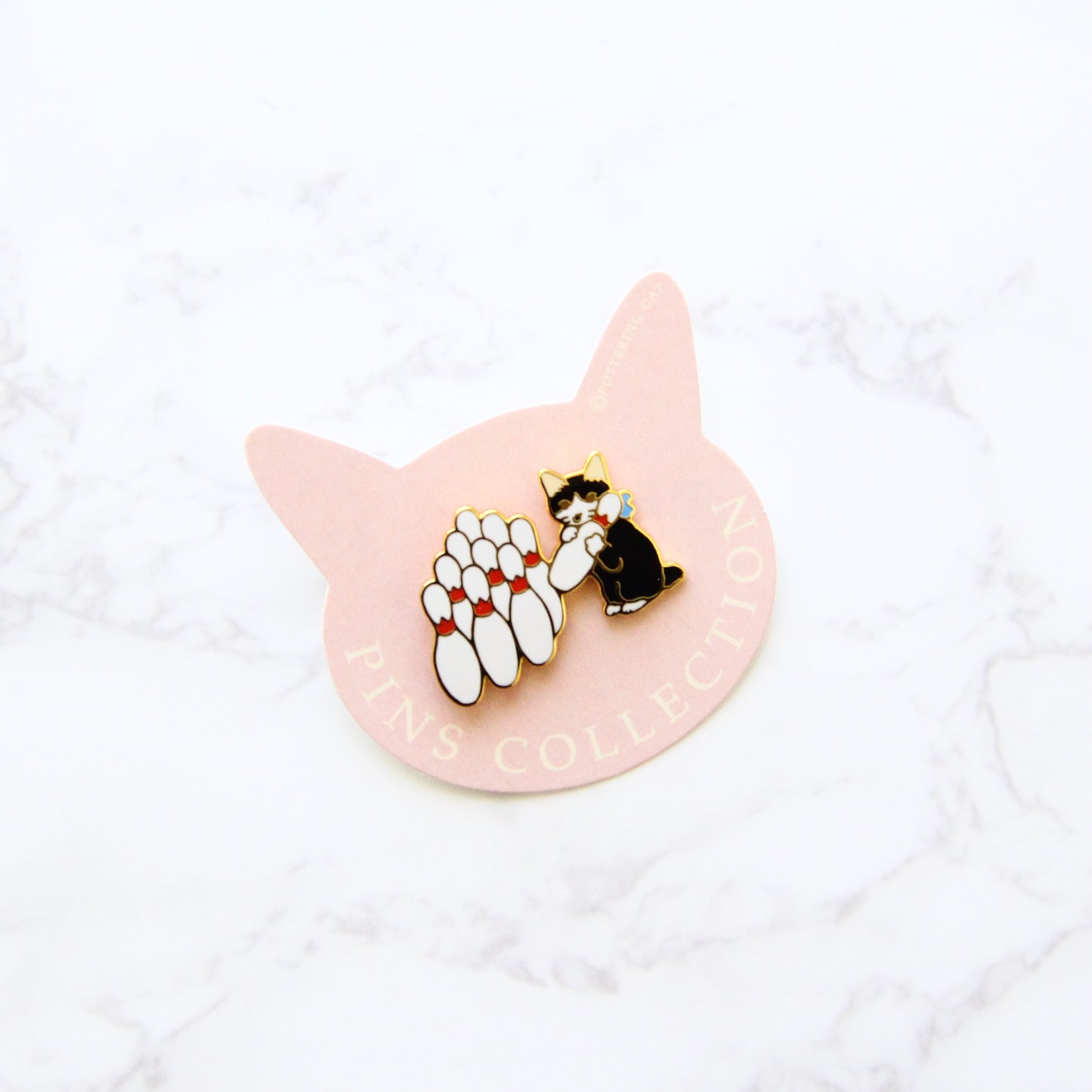 Pottering Cat Enamel Pin - Bowling