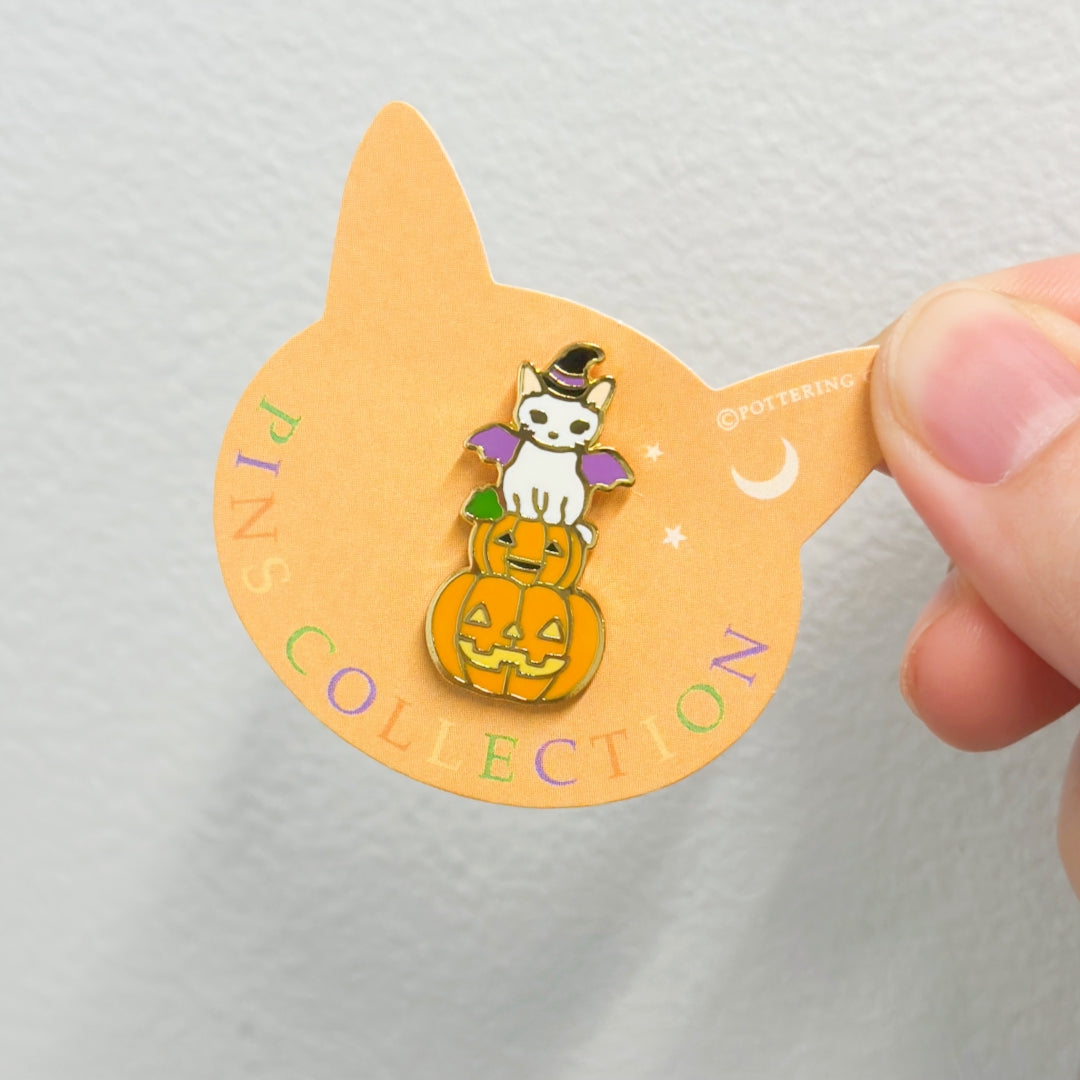 Pottering Cat Enamel Pin - Halloween Special Edition 1