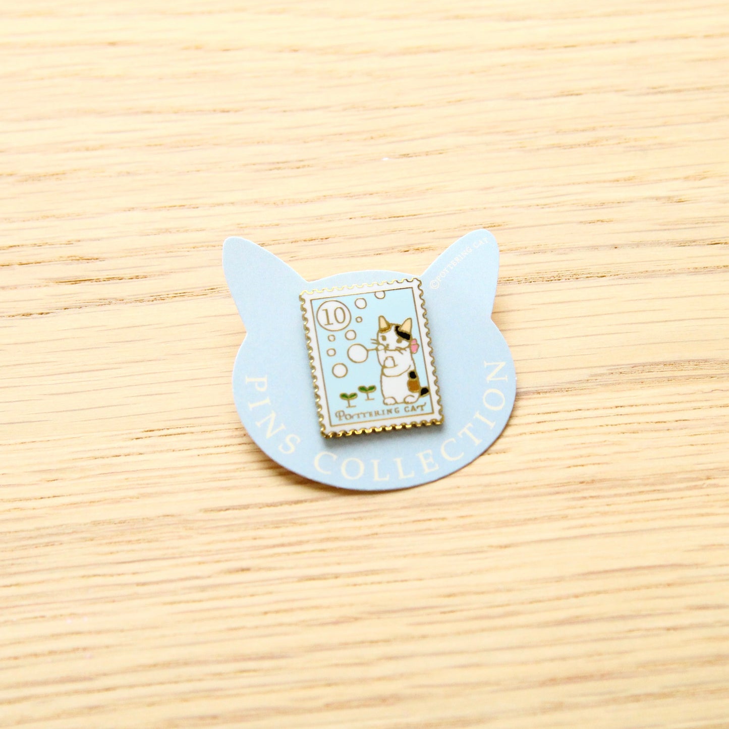 Pottering Cat Enamel Pin - Blowing Bubbles