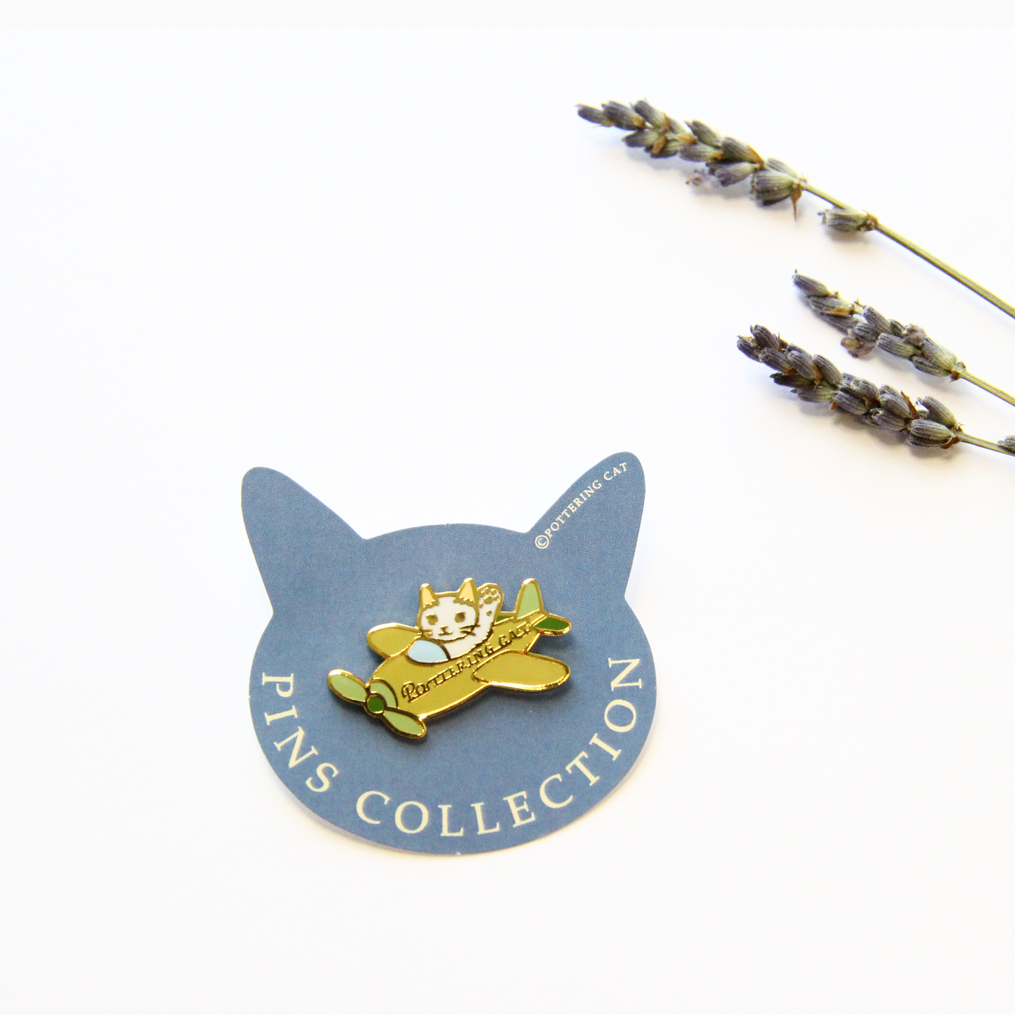 Pottering Cat Enamel Pin - Airplane