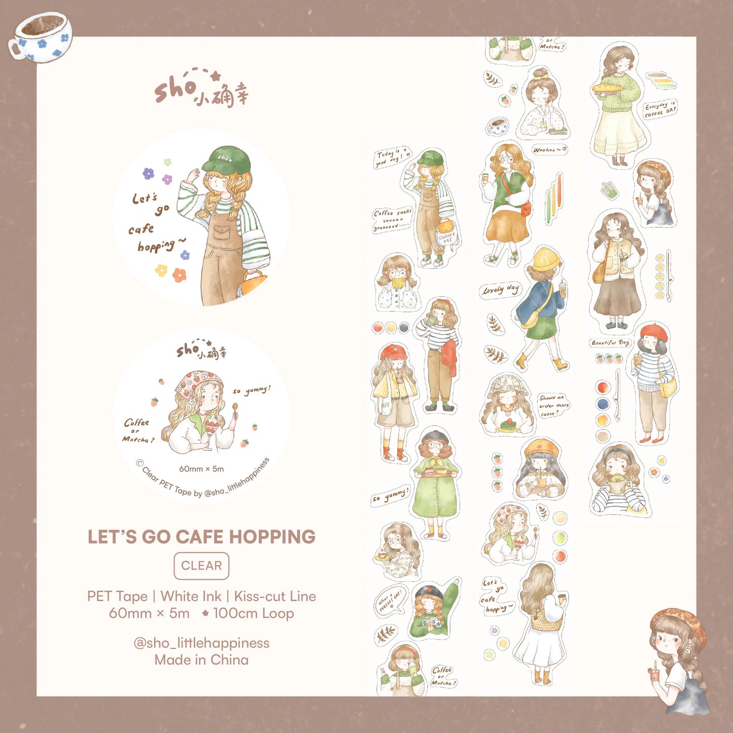 Sho Little Happiness Let's Go Cafe Hopping Kiss-cut PET Tape