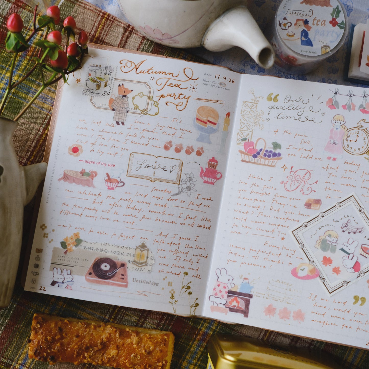 Teayou Kiss-cut Washi Tape Mini Booklet - Seasonal Tea Party Vol.2