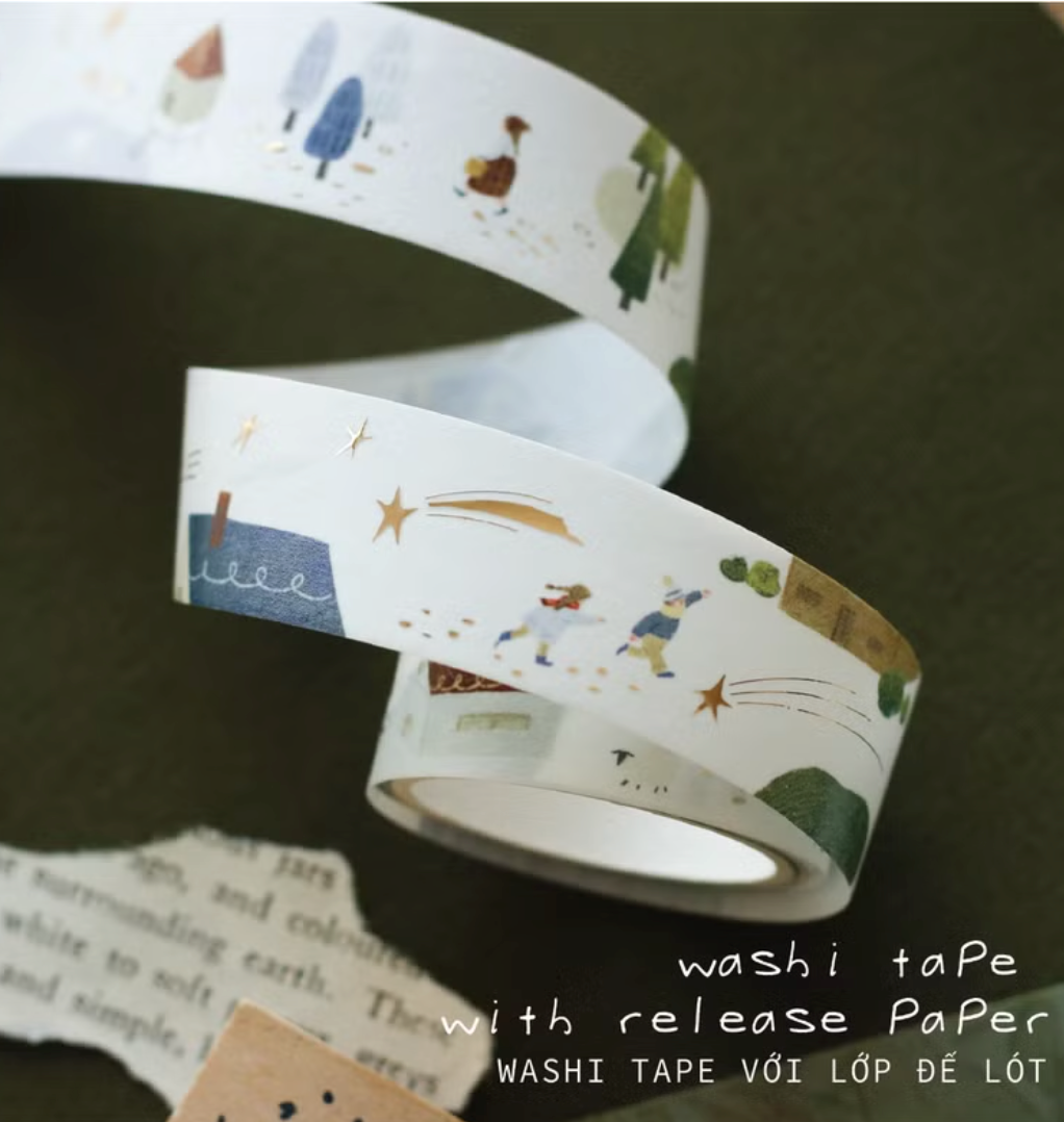 Teayou Embossed Gold Foil Washi Tape - My Village