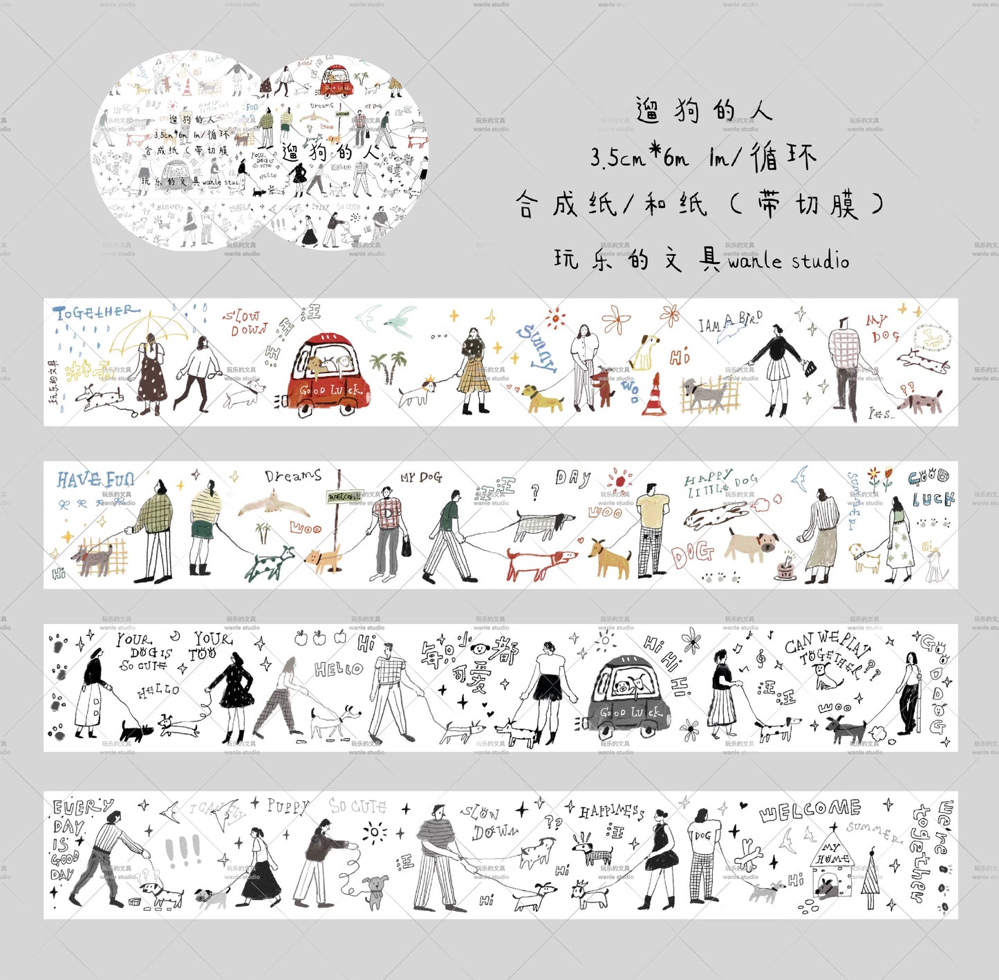 Wongyuanle Walking Dogs Kiss-cut Washi Tape