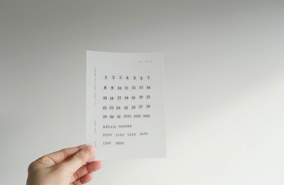 YOHAKU Clear Sticker Roll - Calendar (P-010)