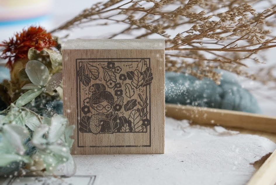 Black Milk Project Polaroid Series Rubber Stamp - Girl Reading