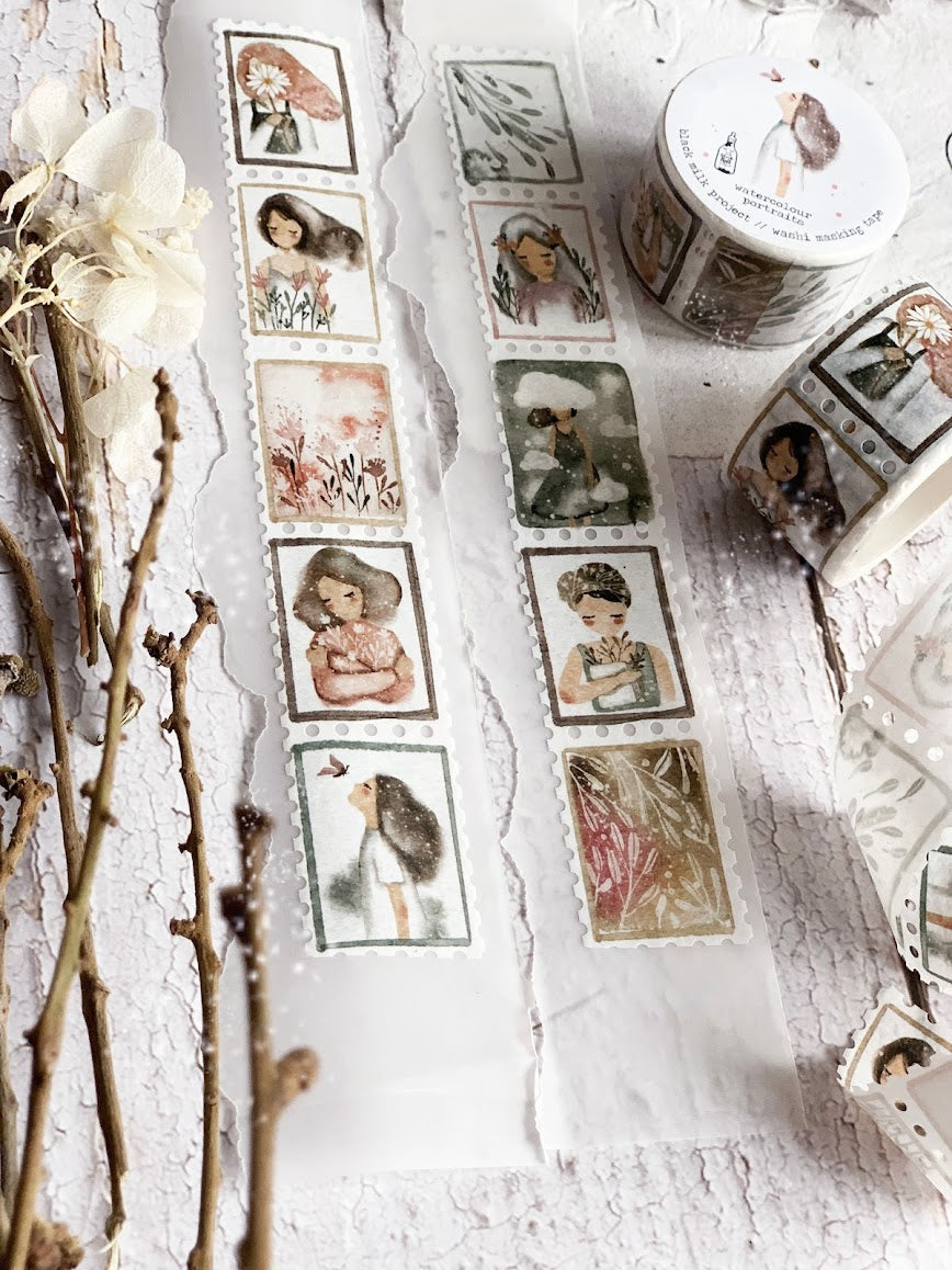 Black Milk Project Watercolor Portraits Washi Tape, 25mm