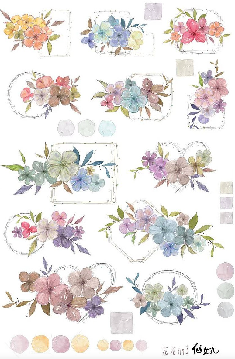 Fairy Maru (Fairy Ball) Print-On Stickers - Flowers No.3