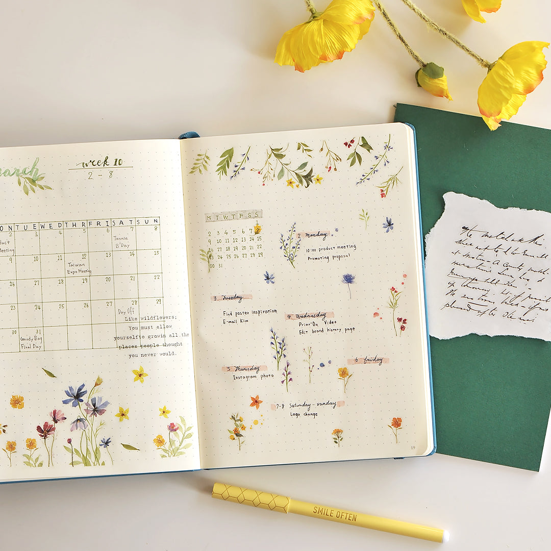 MU Print-On Stickers No.121: Wild Flowers, 2 designs/packet