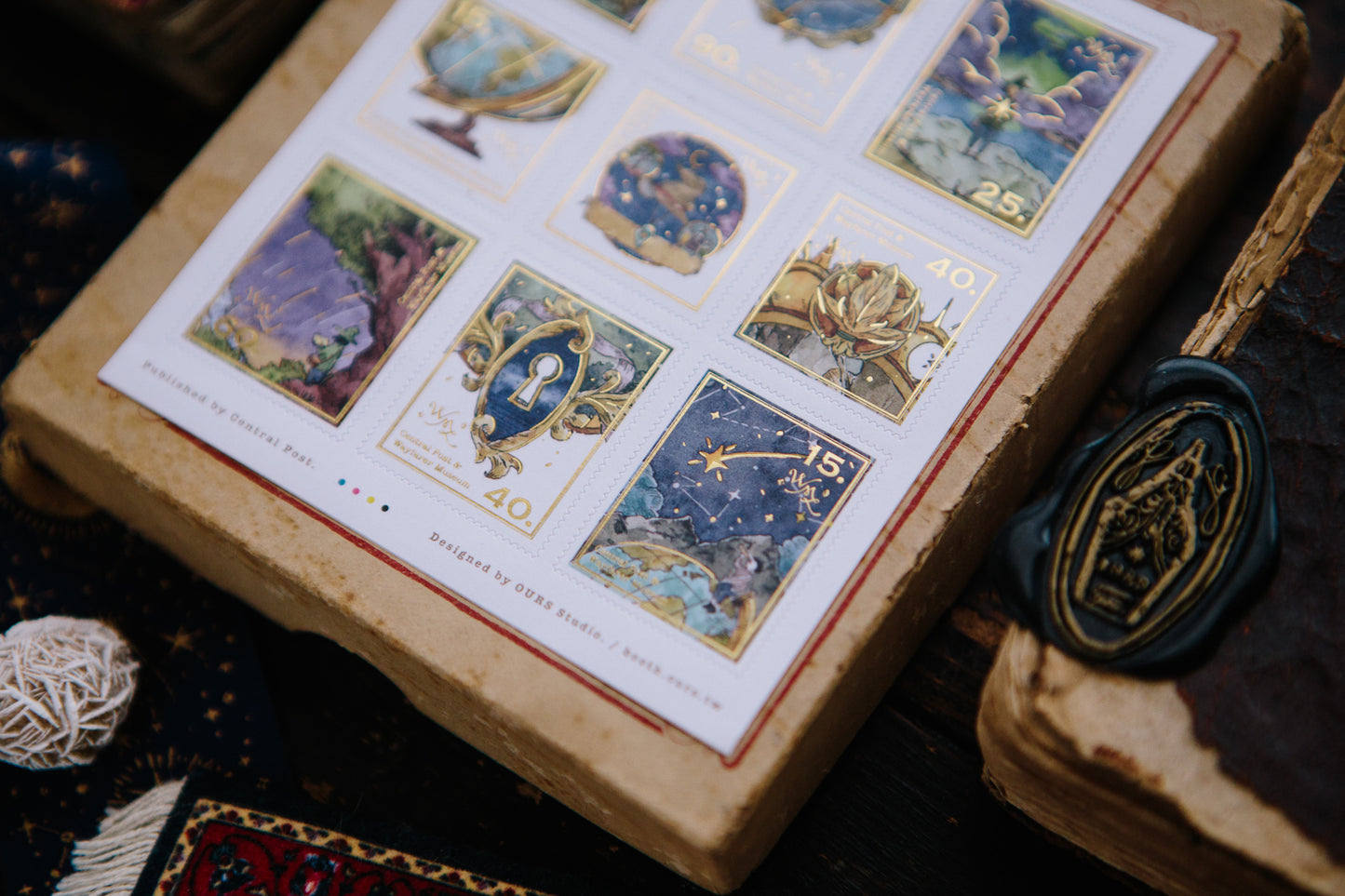 OURS Wayfarer Stamp-Style Gold Foil Sticker Pack, 2 sheets