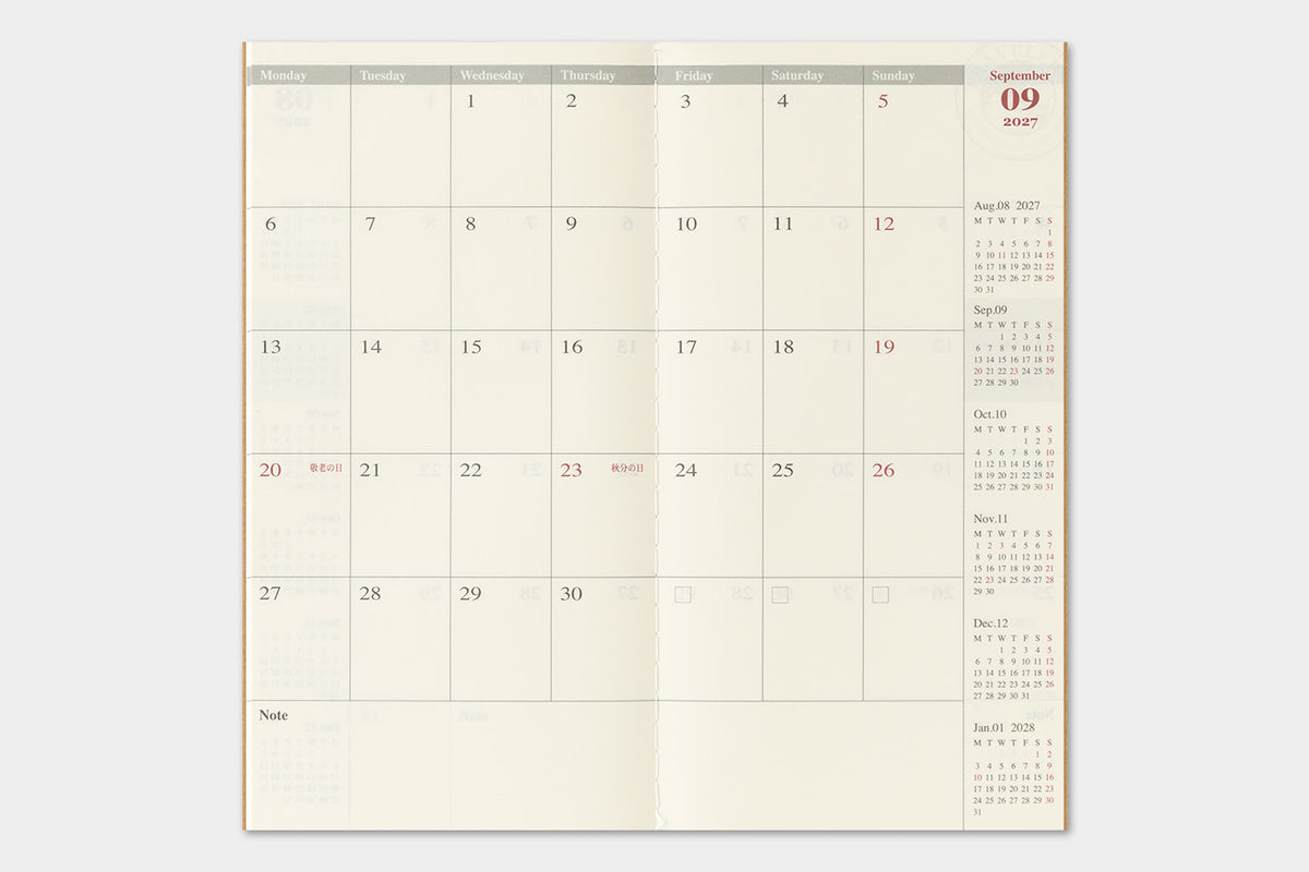 TRAVELER'S Notebook 2027 - Regular Size, Monthly (Pre-order Now, Shipping Starts After 10/19)