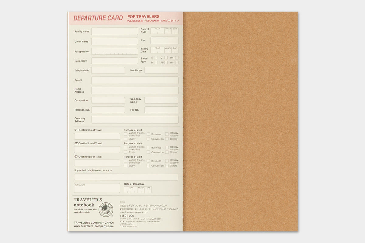 TRAVELER'S Notebook 2027 - Regular Size, Monthly (Pre-order Now, Shipping Starts After 10/19)