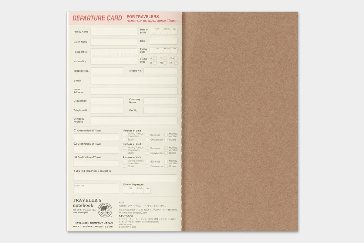 TRAVELER'S Notebook 2027 - Regular Size, Weekly + Memo (Pre-order Now, Shipping Starts After 10/19)