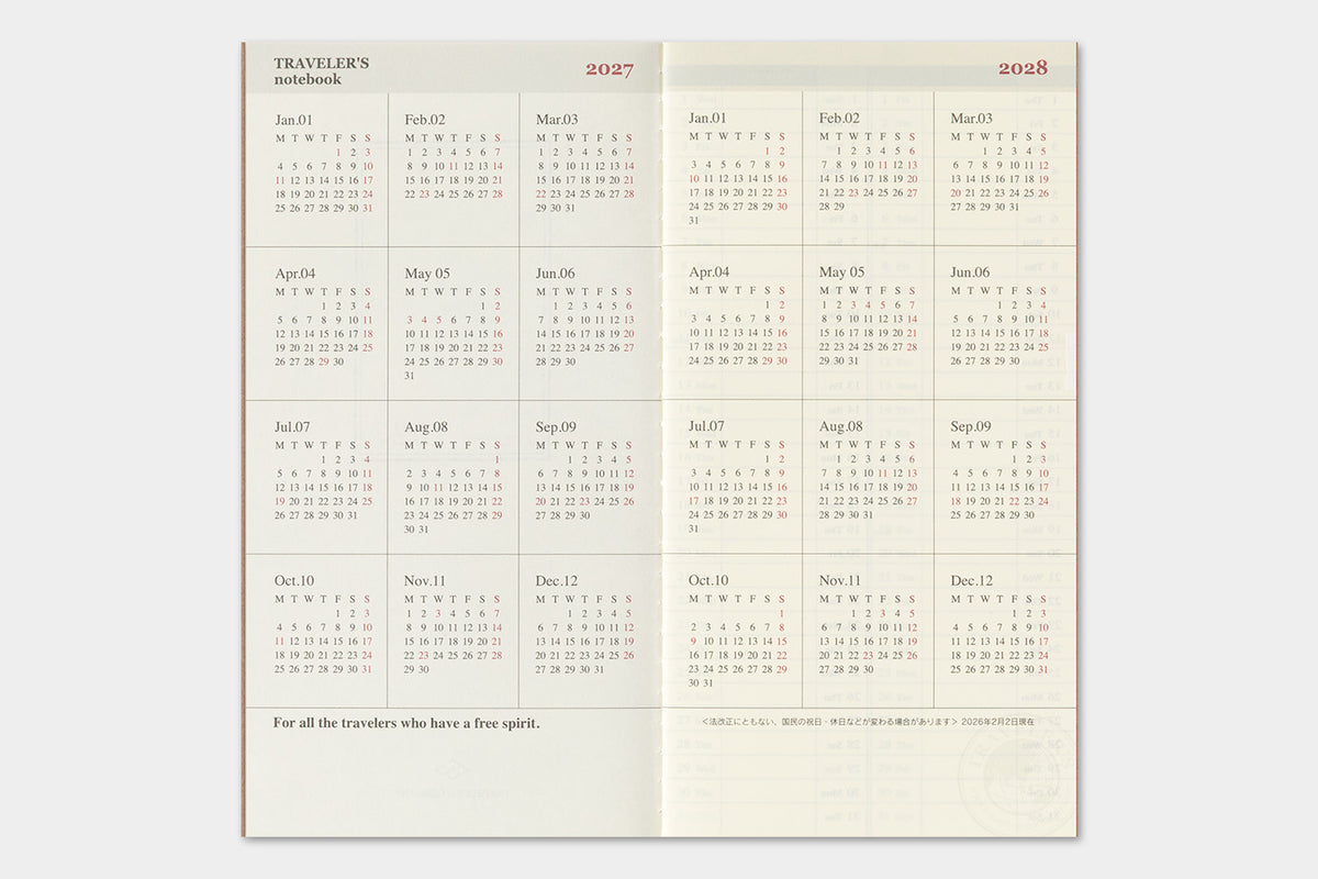 TRAVELER'S Notebook 2027 - Regular Size, Weekly + Memo (Pre-order Now, Shipping Starts After 10/19)