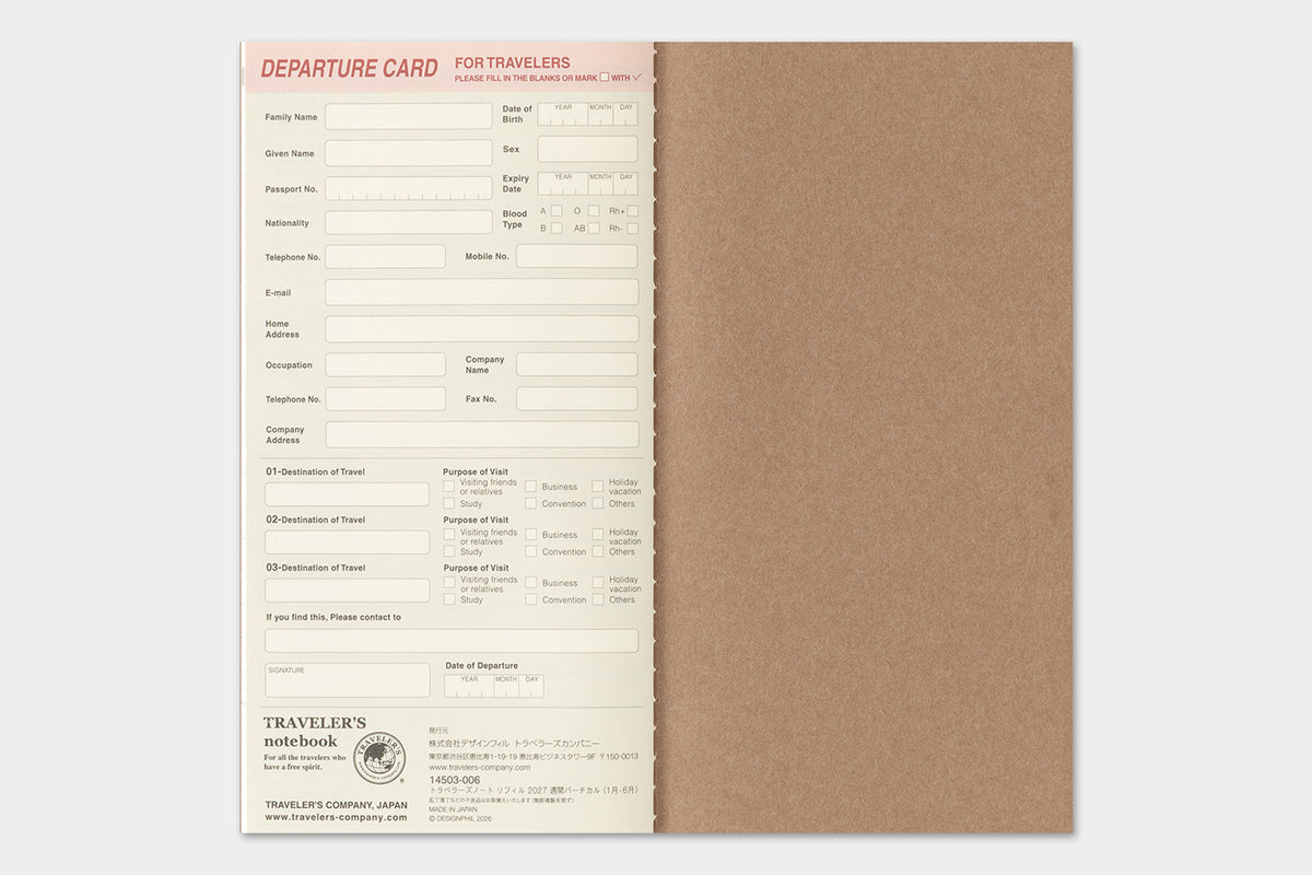 TRAVELER'S Notebook 2027 - Regular Size, Weekly Vertical (Pre-order Now, Shipping Starts After 10/19)