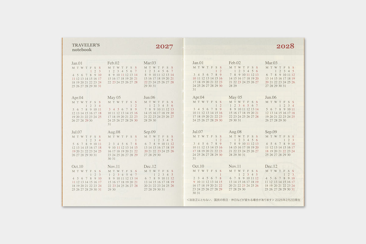 TRAVELER'S Notebook 2027 - Passport Size, Monthly (Pre-order Now, Shipping Starts After 10/19)