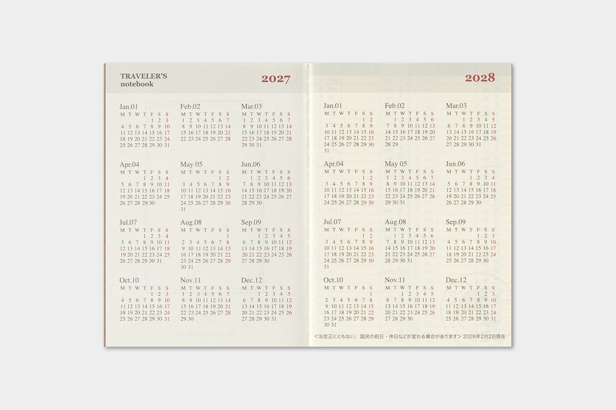 TRAVELER'S Notebook 2027 - Passport Size, Weekly (Pre-order Now, Shipping Starts After 10/19)