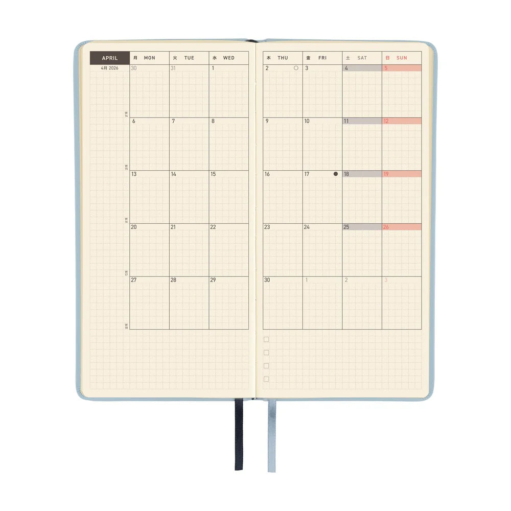 Hobonichi Weeks 2026 - Leather: Snow Blue