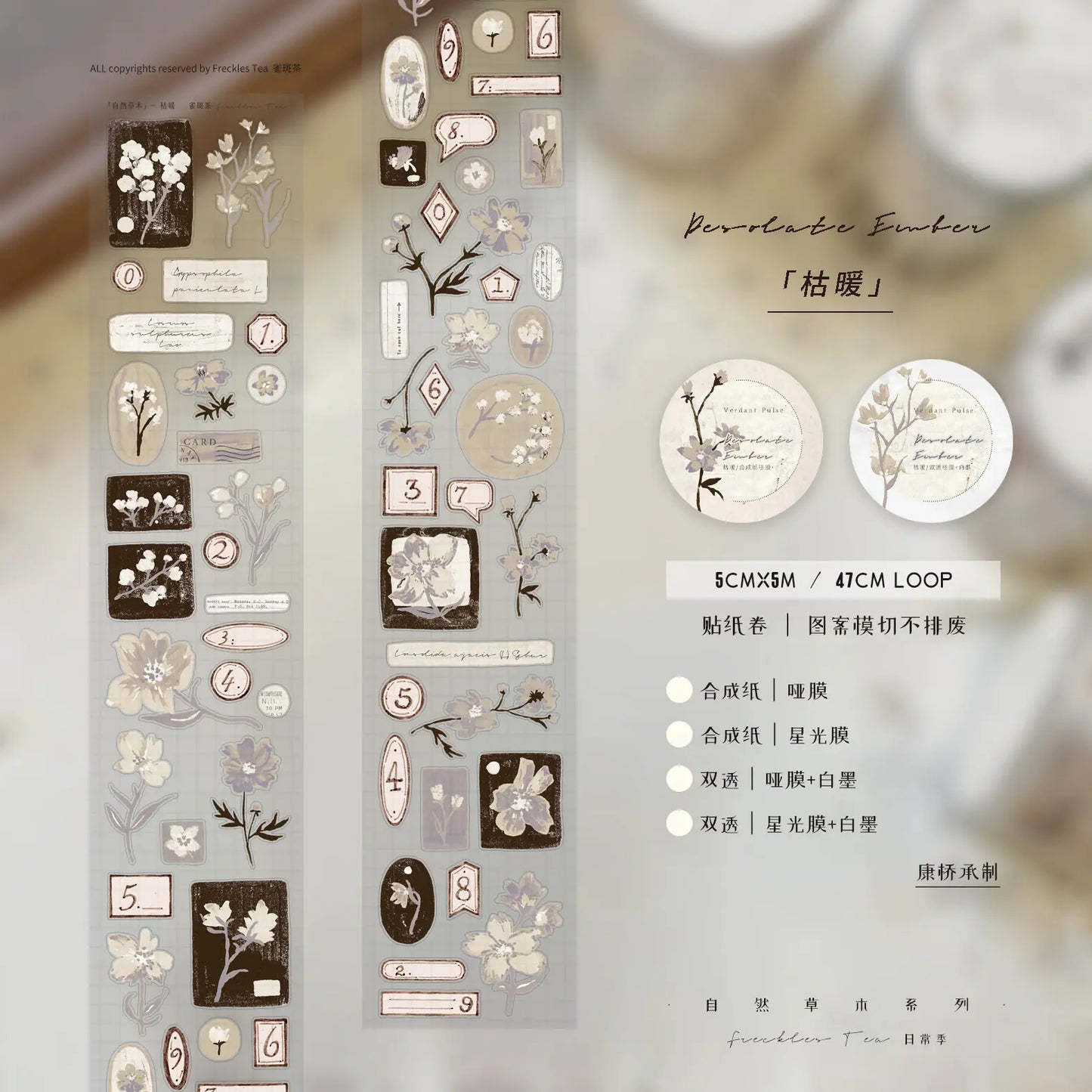 Freckles Tea Vol.5 Desolate Ember Kiss-cut Tape