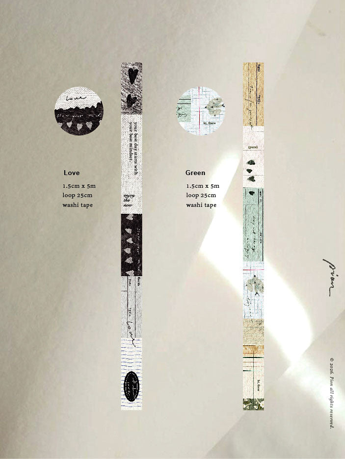 Pion Slim Washi Tape, 2 designs