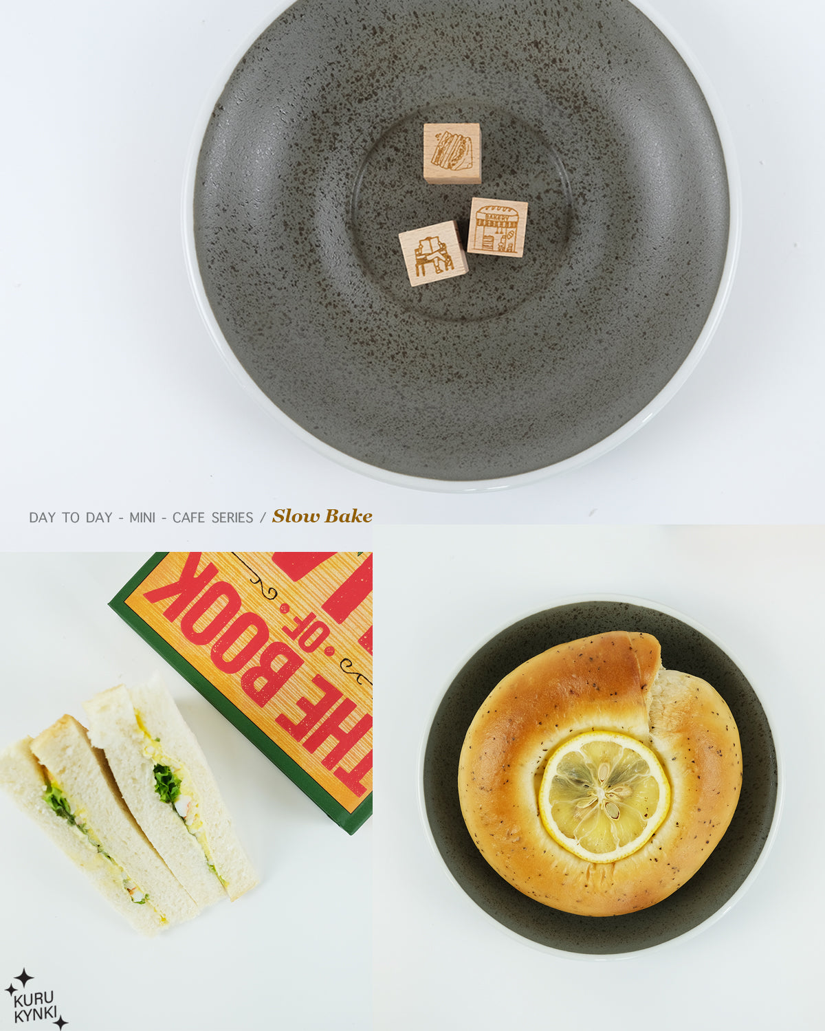 kurukynki Day To Day Cafe Series mini rubber stamps - 12 designs
