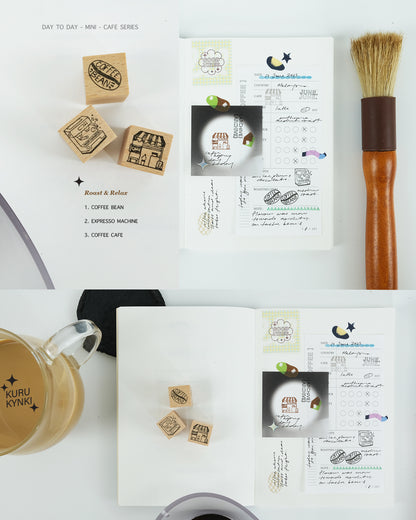 kurukynki Day To Day Cafe Series mini rubber stamps - 12 designs