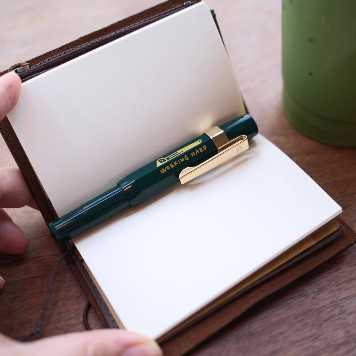 Littlelu x Kaweco Working Hard Fountain Pen - Green, with Gold Clip